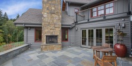 Patio remodel with exterior fireplace on Vashon Island