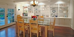 Dining room remodel with custom cabinetry to display dishes and antiques